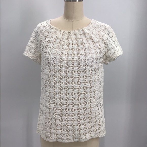 Peter Som Elegant White Lace Top Size 2 - Picture 1 of 4